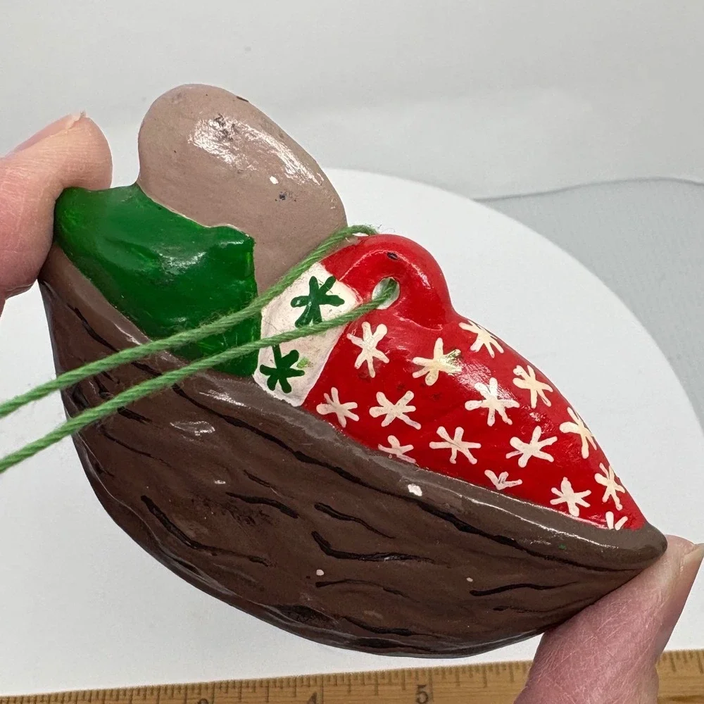 Handmade‎ Ceramic Mouse Sleeping Walnut Shell Christmas Ornament Christmas Decor
